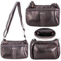 1954 BLACK TWIN TOP LEATHER FASHION SHOULDER BAG