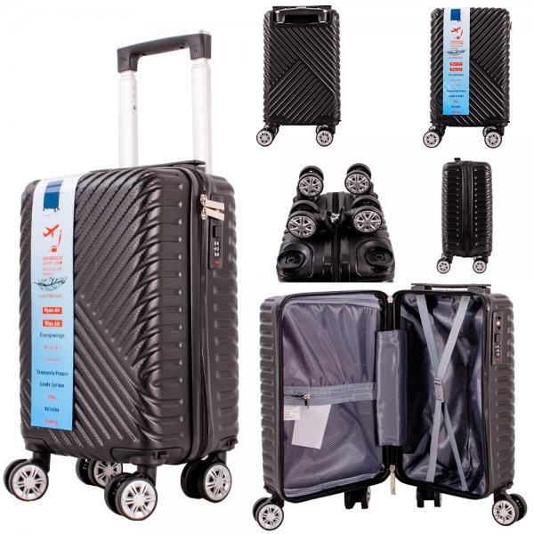 T-HC-US-09 BLACK 15.7'' UNDER-SEAT CABIN-SIZE TROLLEY SUITCASE