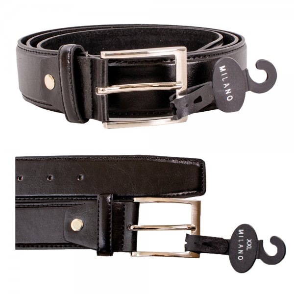 2766 BLACK 1.5'' LARGE SHINNY LEATHER GRAIN W/SILVER BUCKLE BELT