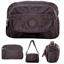 LL-252 BLACK 4 ZIP SHOULDER BAG