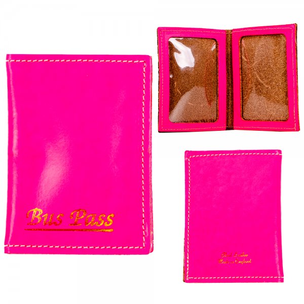 PINK LEATHER BUS PASS HOLDER