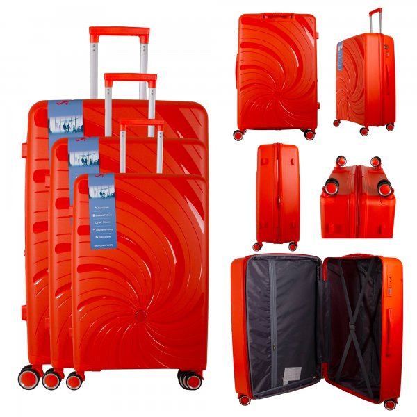 T-HC-PP04 ORANGE SET OF 3 TRAVEL TROLLEY SUITCASE