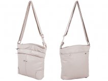 5876 Leather Grn PU Twin Top Zip Bag, 4 Zipped Pockets TAUPE