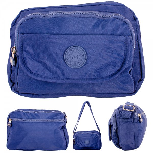 LL-252 NAVY 4 ZIP SHOULDER BAG