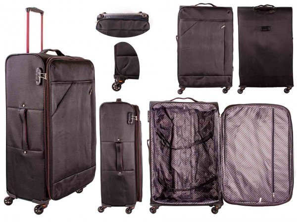 7004 BLACK/PURPLE 29'' LIGHTWEIGHT TRAVEL TROLLEY SUITCASE