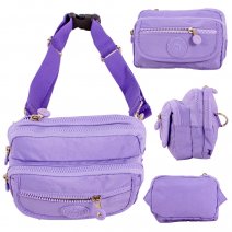 LL-245 PURPLE BUM/SHOULDER BAG W/4 ZIP POCKETS