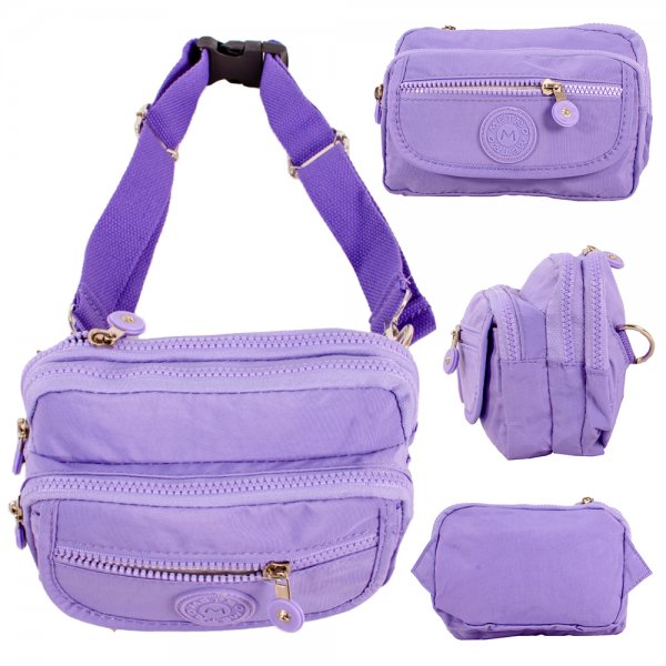 LL-245 PURPLE BUM/SHOULDER BAG W/4 ZIP POCKETS