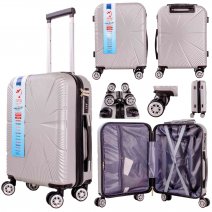 T-HC-US-1829 SILVER CABIN-SIZE EASYJET TRAVEL TROLLEY SUITCASE