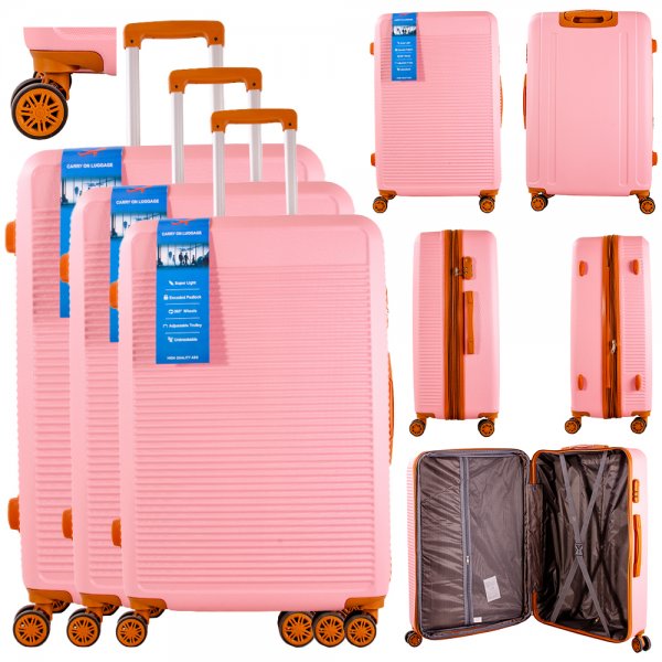 T-HC-17 ROSE GOLD SET OF 3 TRAVEL TROLLEY SUITCASE