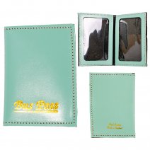 CYAN LEATHER BUS PASS HOLDER