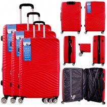 T-HC-14 RED SET OF 3 TRAVEL TROLLEY SUITCASE