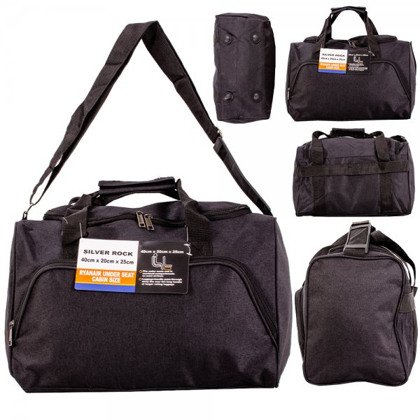 TB-17 BLACK UNDERSEAT HOLDALL UNISEX CABIN BAG W/ADJUSTABLE STRP