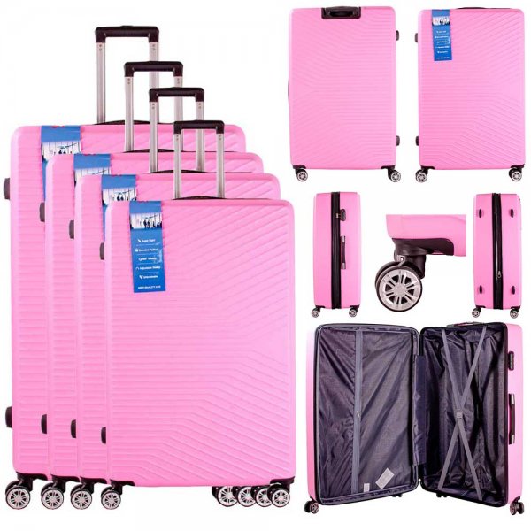 T-HC-11 PINK SET OF 4 TRAVEL TROLLEY SUITCASE