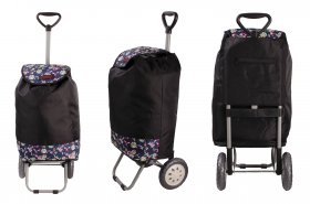 6957/W BLACK WITH NEON FLORAL SHOPPING TROLLEY ADJUSTABLE HANDLE