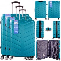 T-HC-25 GREEN SET OF 3 TRAVEL TROLLEY SUITCASE