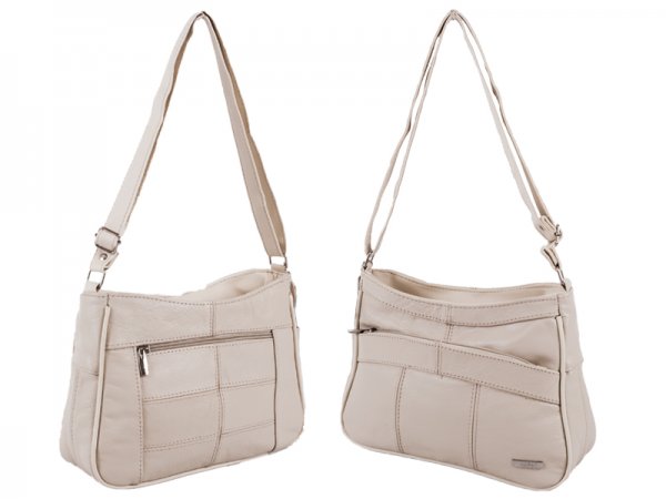 3743 BEIGE Cow Hide Bag Twin Top + 2 Zips