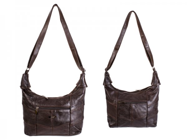 3739 Dark Brown Twin Top C.Hide Bag with Front & Back Zips