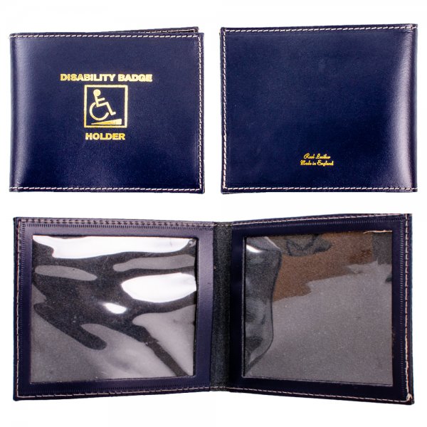 NAVY SMOOTH LEATHER DISABLED BADGE HOLDER