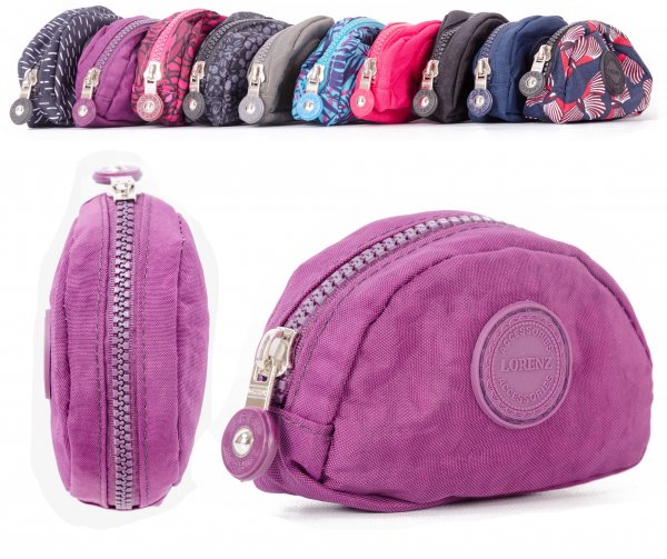 2505 PURPLE SMALL ZIP ROUND COIN PURSE W/ INNER CLIP