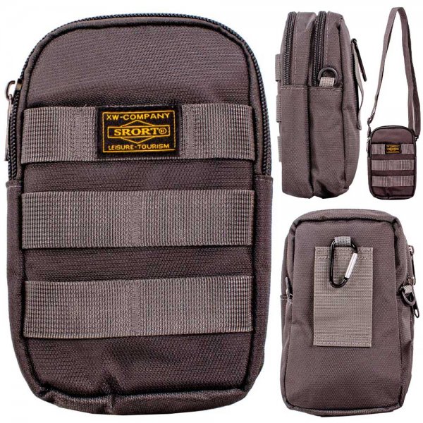 LL-258 GREY POLYESTER 2 ZIP X-BODY BAG