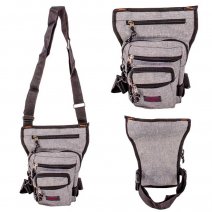 2517 GREY BIKER HIP/SHOULDER BAG W/5 ZIP