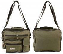 2578 Lrg Twin Top Zip Polyester Bag, 3 Frnt Zip GREEN