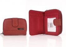 3710 RFID Cow Hide Twin Zip Round Purse RED