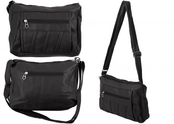 5733 TWIN TOP ZIP PU BAG WTH FRONT & BCK ZIP BLACK