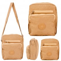 LL-73 BROWN X-BODY 3 ZIP SHOULDER BAG