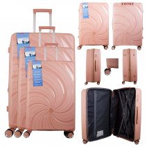 T-HC-PP04 ROSE GOLD SET OF 3 TRAVEL TROLLEY SUITCASE