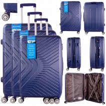 T-HC-15 NAVY SET OF 3 TRAVEL TROLLEY SUITCASE