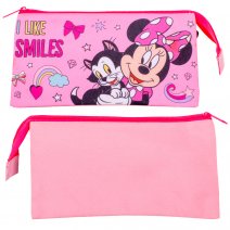 000564138 PINK MINNIE TRIPPLE POUCH RECTANGULAR PENCIL CASE