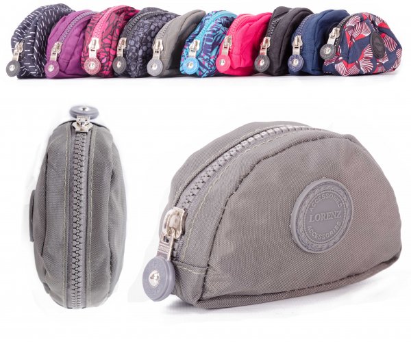 2505 GREY SMALL ZIP ROUND COIN PURSE W/ INNER CLIP