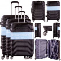 T-HC-26 BLACK SET OF 3 TRAVEL TROLLEY SUITCASE