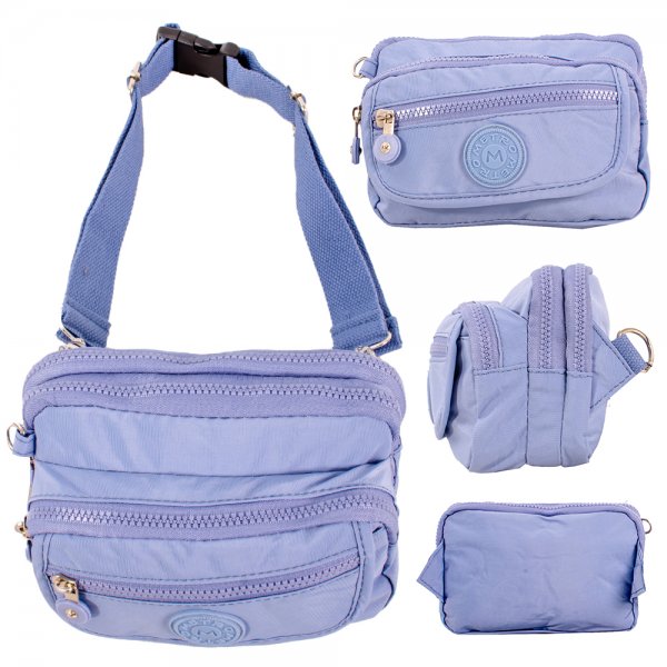 LL-245 BLUE BUM/SHOULDER BAG W/4 ZIP POCKETS