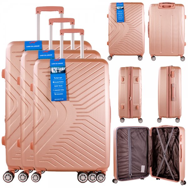 T-HC-15 ROSE GOLD SET OF 3 TRAVEL TROLLEY SUITCASE