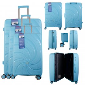 T-HC-PP04 LIGHT BLUE SET OF 3 TRAVEL TROLLEY SUITCASE