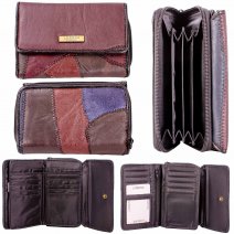 4617 MAROON MULTI-PATCH LEATHER PURSE W/MULTIPLE CARD SLOTS