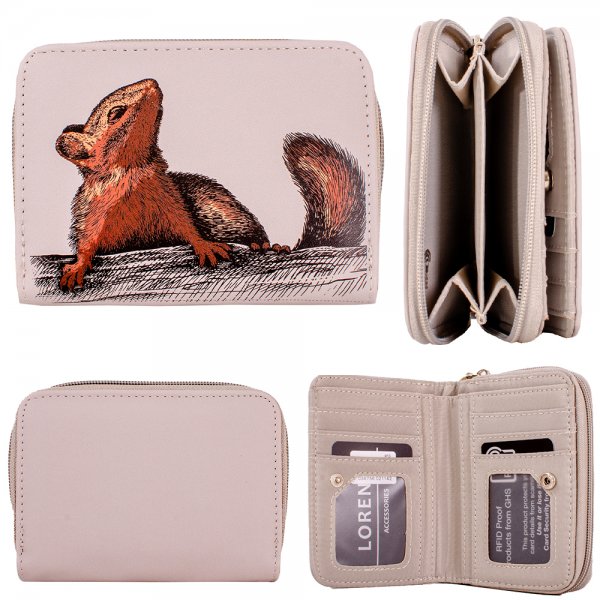 7110 GREY SQUIRREL MEDIUM PU RFID PURSE W/MULTIPLE CARD SLOTS