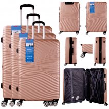 T-HC-14 ROSE GOLD SET OF 3 TRAVEL TROLLEY SUITCASE