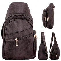 LL-207 BLACK X-BODY 3 ZIP SHOULDER BAG