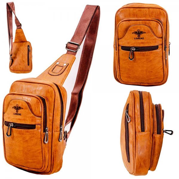 6899 TAN 2-TONE X-BODY BACKPACK W/4 ZIPS SHOULDER BAG