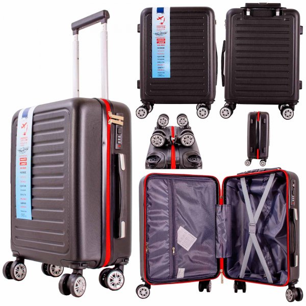 T-HC-US-22 BLACK W/RED ZIP CABIN EASYJET TROLLEY SUITCASE