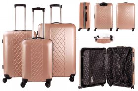 HUFGOLD BERLIN ROSE GOLD SET OF 3 TRAVEL LUGGAGE SUITCASE