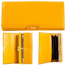 7260 MUSTARD LARGE PU TRIFOLD WALLET PURSE W/MULTIPLE C.SECTION