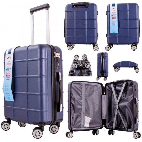 T-HC-US-21 NAVY CABIN-SIZE TRAVEL TROLLEY SUITCASE