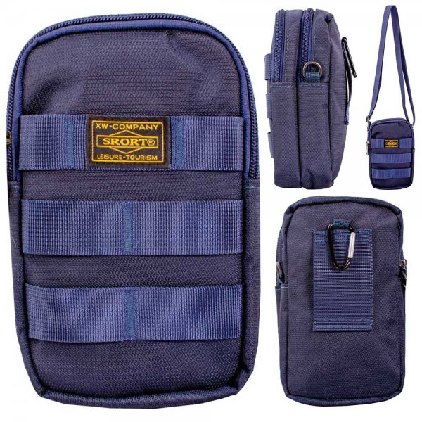 LL-258 NAVY POLYESTER 2 ZIP X-BODY BAG