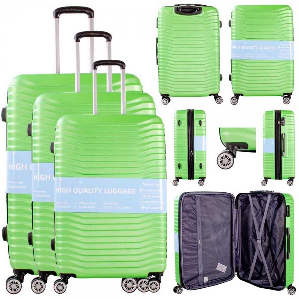 T-HC-26 LIME GREEN SET OF 3 TRAVEL TROLLEY SUITCASE