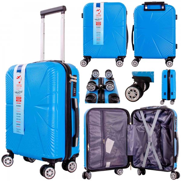 T-HC-US-1829 L.BLUE CABIN-SIZE EASYJET TRAVEL TROLLEY SUITCASE