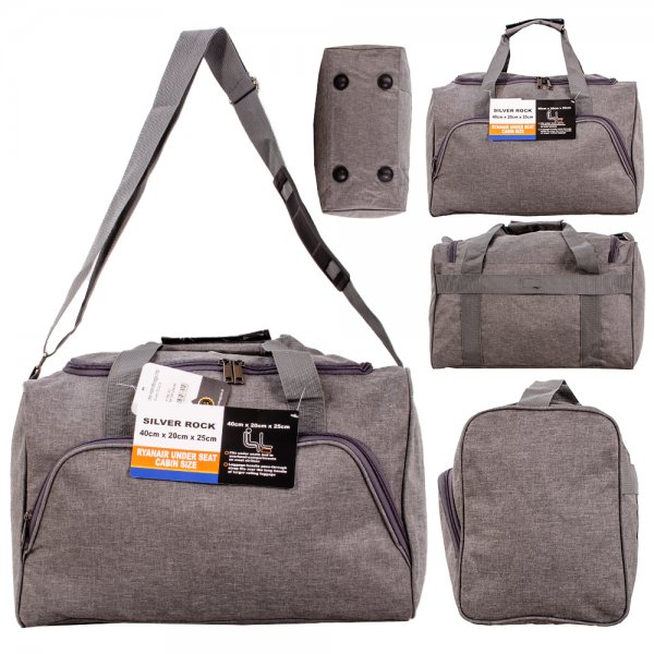 TB-17 GREY UNDERSEAT HOLDALL UNISEX CABIN BAG W/ADJUSTABLE STRAP